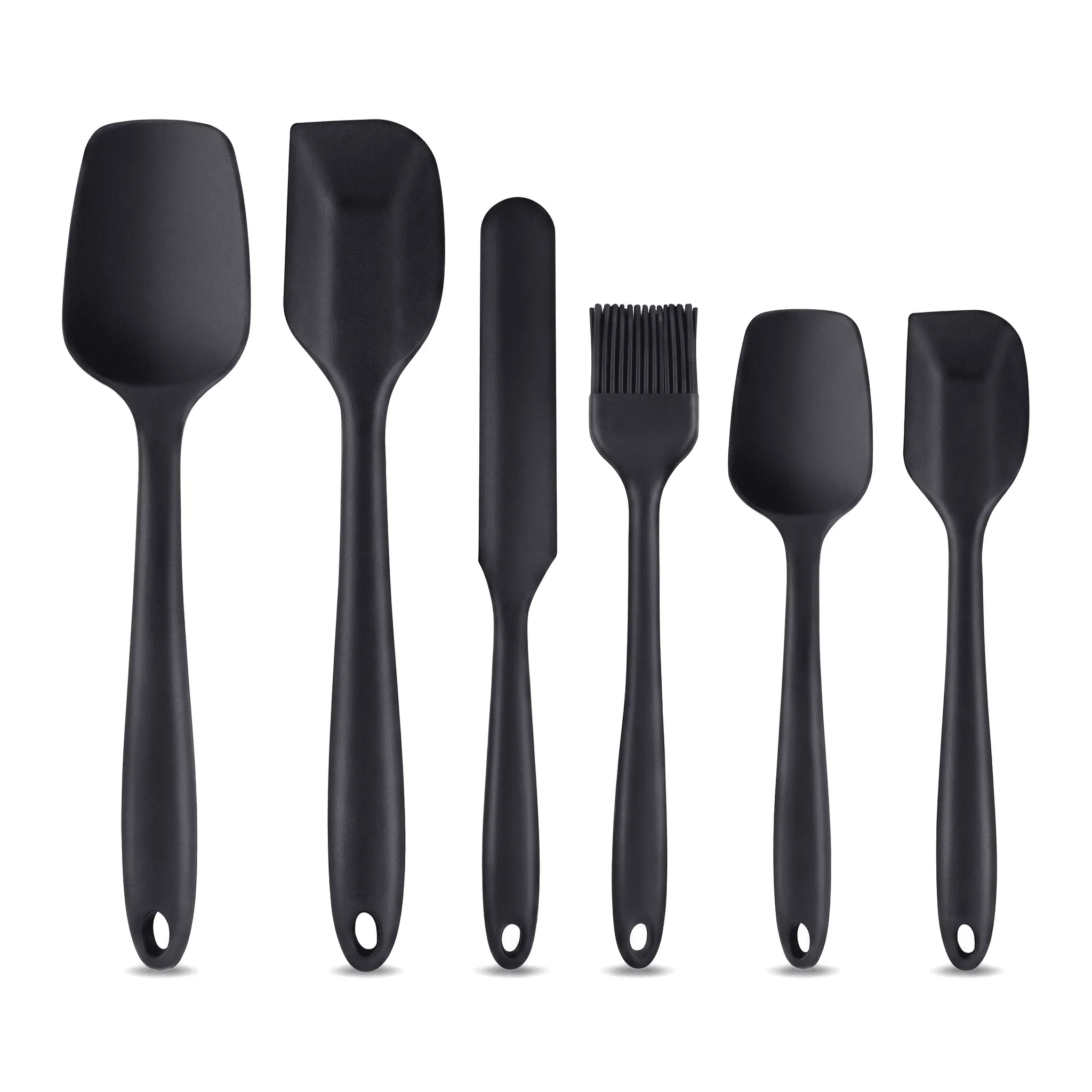 6-Piece Silicone Spatula Set, Heat-Resistant, BPA-Free, Black (3-Pack)